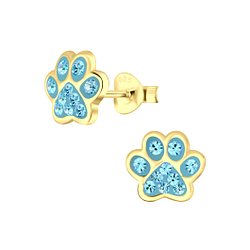 Silver Paw Print Stud Earrings - 4086