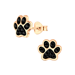 Silver Paw Print Stud Earrings - 4085
