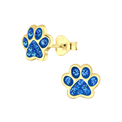 Silver Paw Print Stud Earrings - Wholesale - 4086