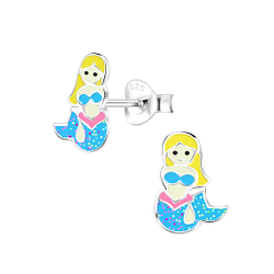 Silver Mermaid Stud Earrings - 3700