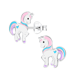 Silver Unicorn Stud Earrings - Wholesale - 4010 Silver Unicorn Stud Earrings - Wholesale - 4010