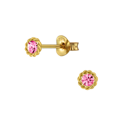 Silver Sun Stud Earrings - 4155