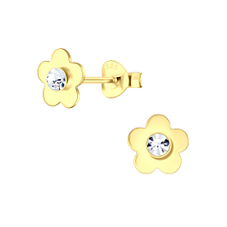 Silver Flower Stud Earrings - 4148