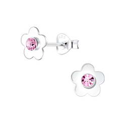 Silver Flower Stud Earrings - 4146