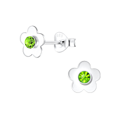 Silver Flower Stud Earrings - Wholesale - 4146