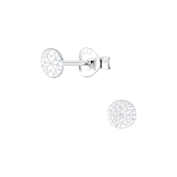 Silver Patterned Stud Earrings - 3815