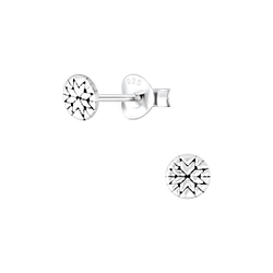 Silver Patterned Stud Earrings - 3816
