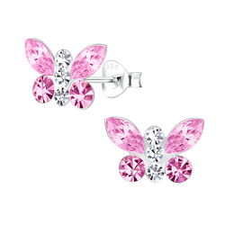 Silver Butterfly Stud Earrings - 4100
