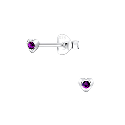 Silver Heart Stud Earrings - 4039