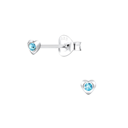 Silver Heart Stud Earrings - 4039
