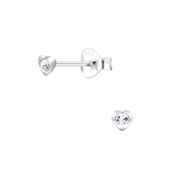 Silver Heart Stud Earrings - 4039