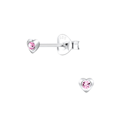 Silver Heart Stud Earrings - 4039