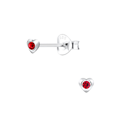 Silver Heart Stud Earrings - 4039