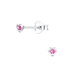 Silver Heart Stud Earrings - 4039