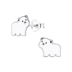 Silver Bear Stud Earrings - 4195