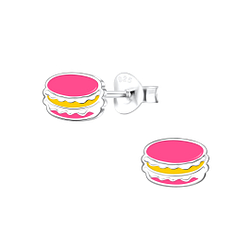 Silver Macaron Stud Earrings - 3851