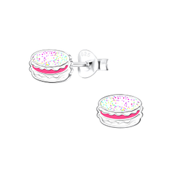 Silver Macaron Stud Earrings - 3849