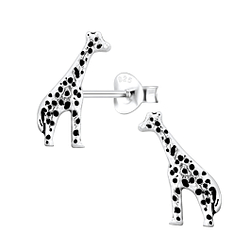 Silver Giraffe Stud Earrings - 4247
