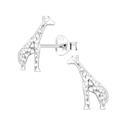Silver Giraffe Stud Earrings - 4248