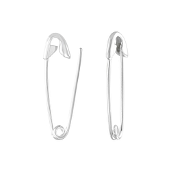 Silver Safety Pin Hoop Earrings - 4054