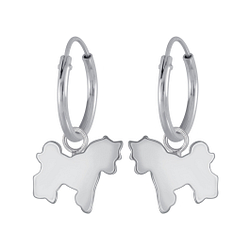 Silver Unicorn Charm Hoop Earrings - 3887