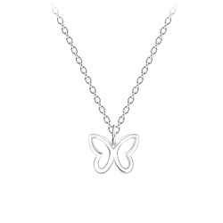 Silver Butterfly Necklace - 7172