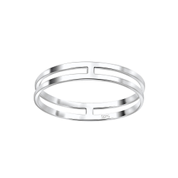 Silver Double Line Ring - 3808