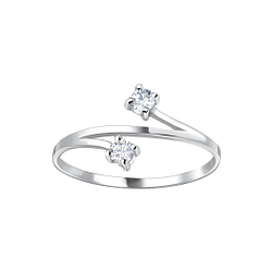 Silver Two Stone Silver Ring - Wholesale - 4062 Silver Two Stone Silver Ring - Wholesale - 4062