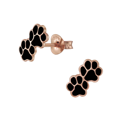 Silver Paw Print Stud Earrings - 4578