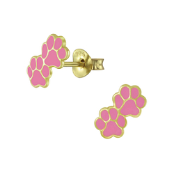 Silver Paw Print Stud Earrings - 4573 Silver Paw Print Stud Earrings - 4573