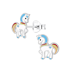 Silver Unicorn Stud Earrings - 4084