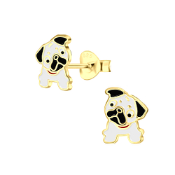 Silver Bulldog Stud Earrings - 4225