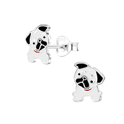 Silver Bulldog Stud Earrings - 4426