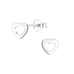 Silver Heart Stud Earrings - 4721
