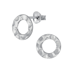Silver Circle Stud Earrings - 4376
