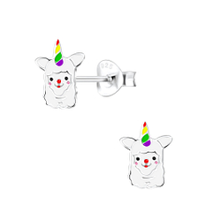 Silver Alpaca Stud Earrings - 3855