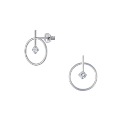 Silver Geometric Stud Earrings - 4329