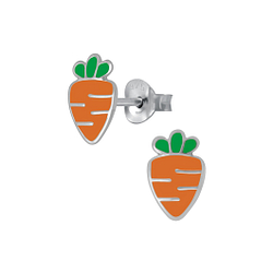 Silver Carrot Stud Earrings - 4252
