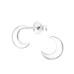 Silver Moon Stud Earrings - 4524