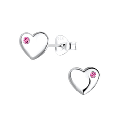 Silver Heart Stud Earrings - 4546