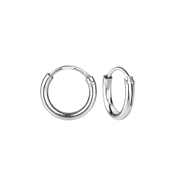 12mm Silver Thick Hoop Earrings - 4485