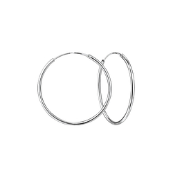 40mm Silver Thick Hoop Earrings - 4491