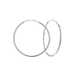 50mm Silver Thick Hoop Earrings - 4465