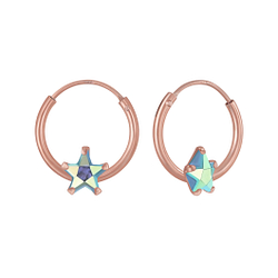 4mm Star Cubic Zirconia Silver Hoop Earrings - 5859