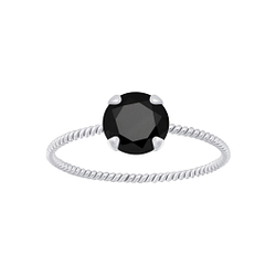 6mm Round Cubic Zirconia Silver Twisted Band Solitaire Ring - 4699