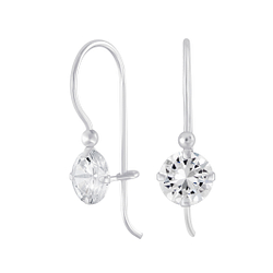 6mm Round Cubic Zirconia Silver Earrings - 5118