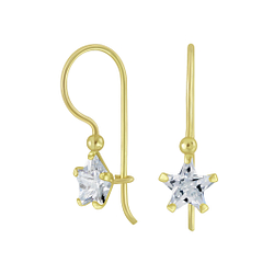 6mm Star Cubic Zirconia Silver Earrings - 5156