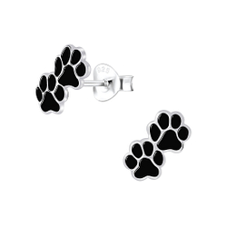 Silver Paw Print Stud Earrings - 4575 Silver Paw Print Stud Earrings - 4575