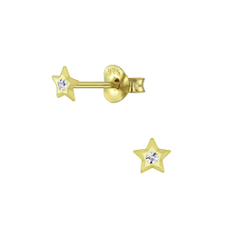 Silver Star Crystal Stud Earrings - 5204