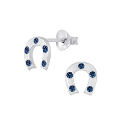 Silver Horseshoe Stud Earrings - Wholesale - 5139